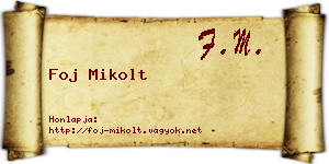 Foj Mikolt névjegykártya